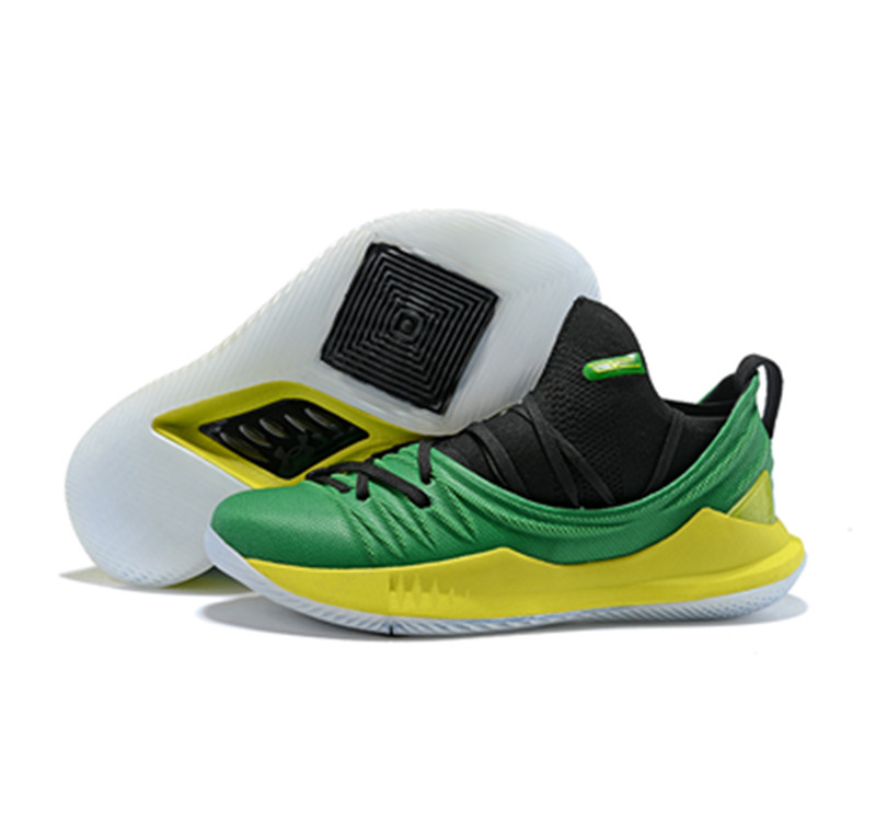 Curry 5 Shoes green white yellow